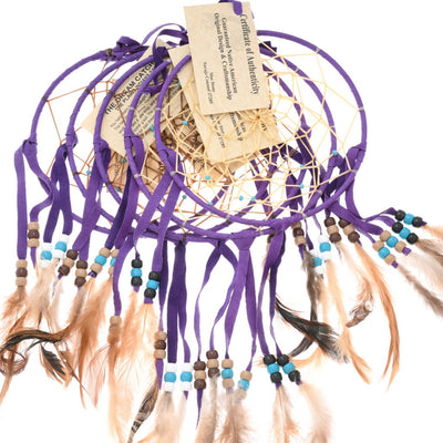 Traditional Native American Dreamcatcher in Purple Leather