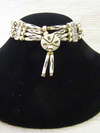 4-Row Carved Native American Style Off-White Choker with Center Piece