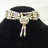 4-Row Carved Native American Style Off-White Choker with Center Piece