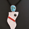 Native American Style Acoma Made Sterling Silver Pendant with Turquoise