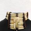 Native American Miniature Breastplate-Ivory with Brown Beads and Center Piece