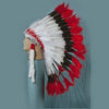 Deluxe Warbonnet, Hand Painted Eagle Feathers - Red - White