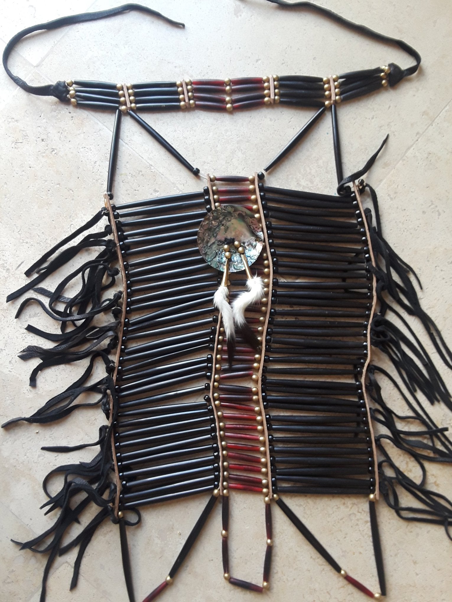 Genuine Buffalo Horn Breastplate w/ Choker -DISCOUNTED for imperfection. $99! (Regularly $499)