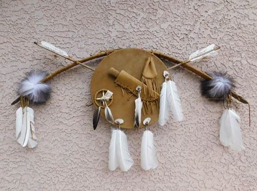Authentic Native American Style Navajo Made Bow and Arrows with Warrior Shield