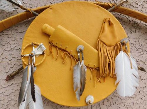 Authentic Native American Style Navajo Made Bow and Arrows with Warrior Shield