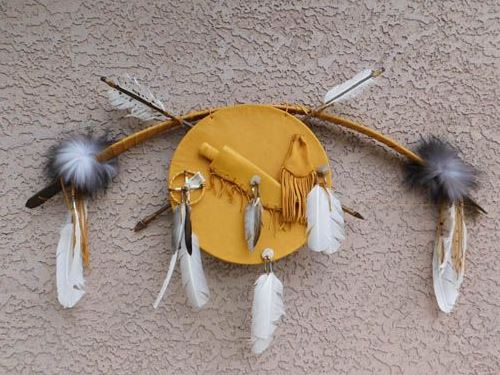 Authentic Native American Style Navajo Made Bow and Arrows with Warrior Shield