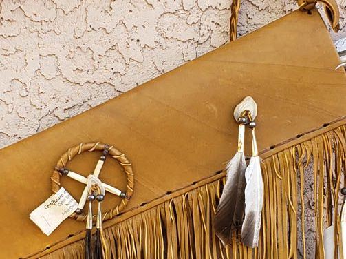 42" Navajo Made Fringed Bow and Quiver with Arrows
