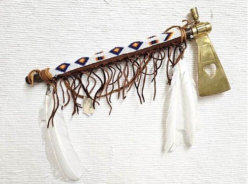 Native American Made Brass Hatchet with Pipe