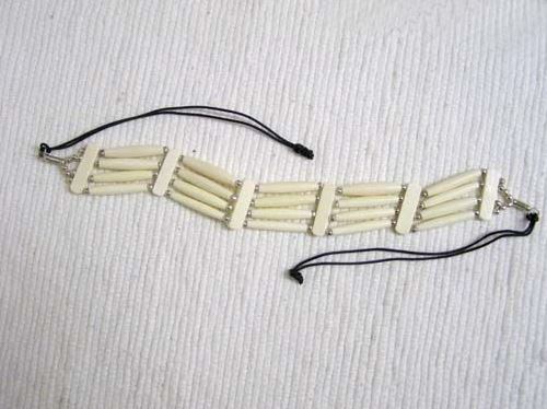 4-Row Native American Style Plain White Choker