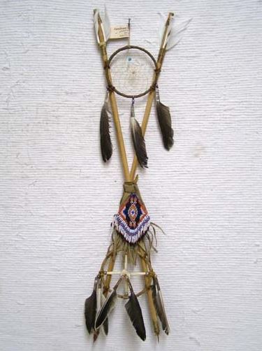 Native American Style 4-Way Crossed Arrows with Beaded Pouch