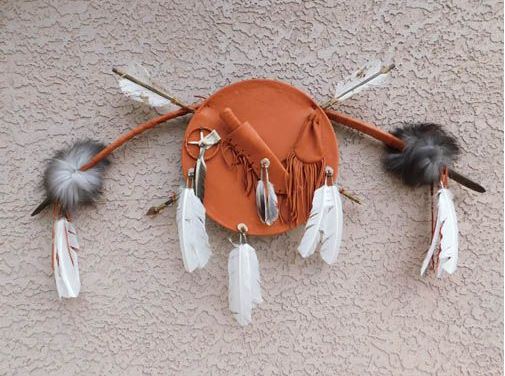 Authentic Native American Style Navajo Made Bow and Arrows with Warrior Shield