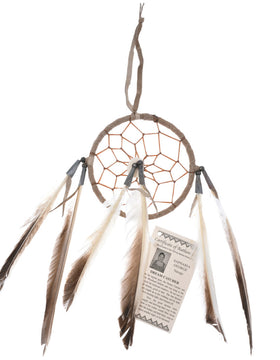 Native American Traditional Dreamcatcher w/ Antler Button in Tan