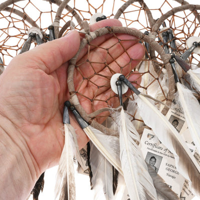 Native American Traditional Dreamcatcher w/ Antler Button in Tan