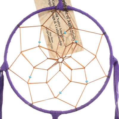 Traditional Native American Dreamcatcher in Purple Leather