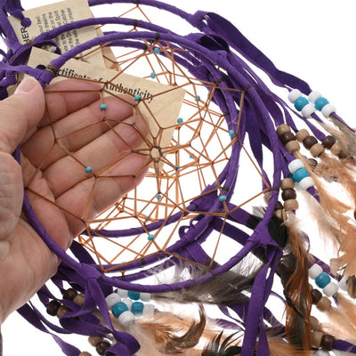 Traditional Native American Dreamcatcher in Purple Leather