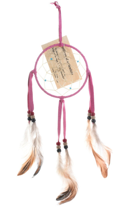 4" Native American Dreamcatcher in Pink