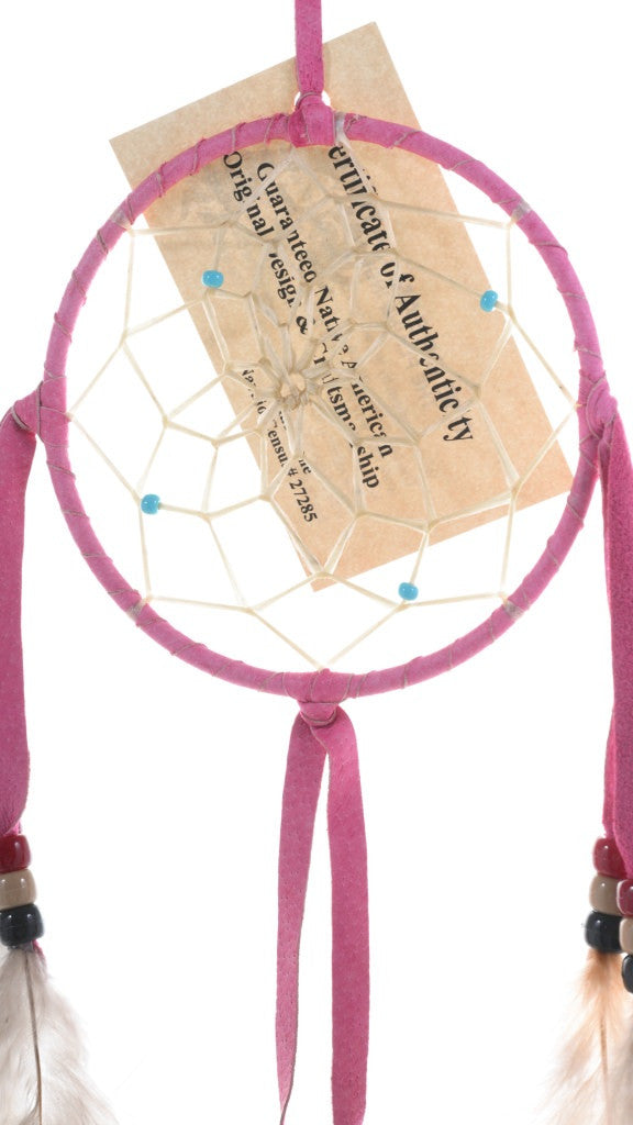 4" Native American Dreamcatcher - Pink