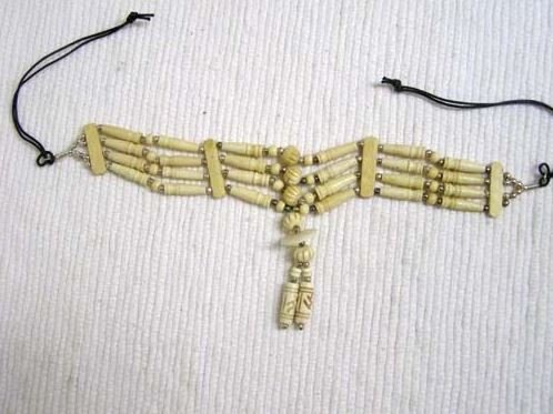 4-Row Carved Native American Style Choker with Center Piece
