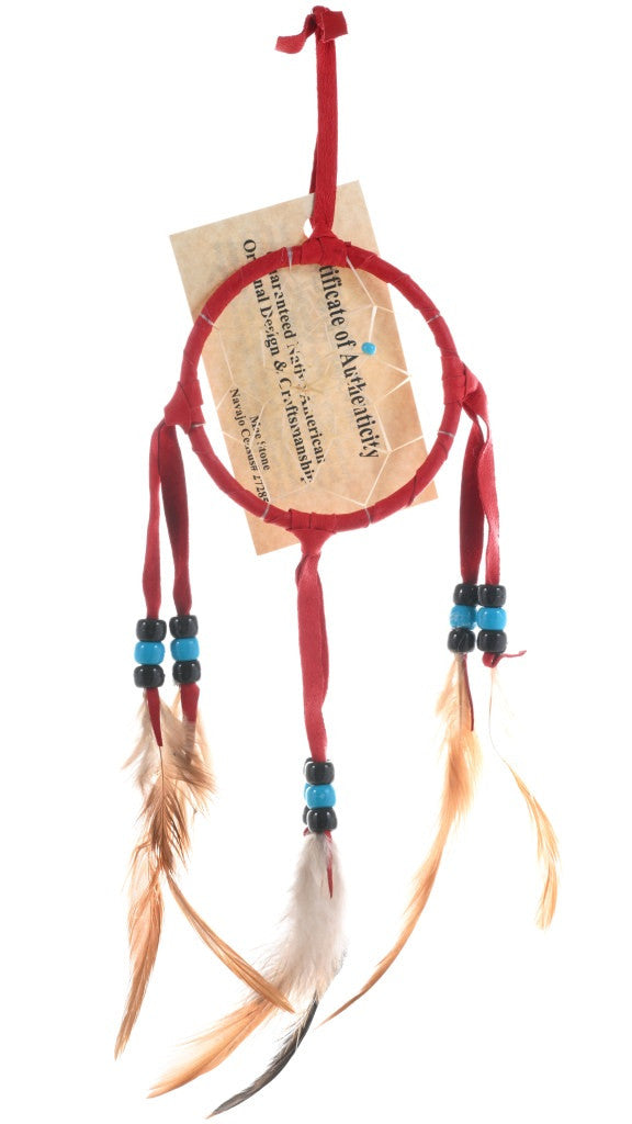 Native American Dreamcatcher in Ruby Red Leather