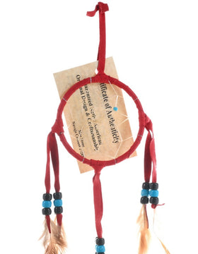 Native American Dreamcatcher in Ruby Red Leather