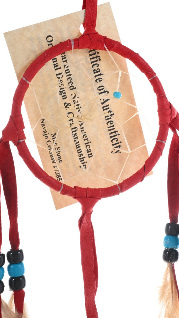 Native American Dreamcatcher in Ruby Red Leather