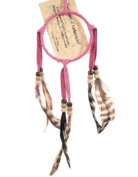 Native American Dreamcatcher in Bright Pink Leather