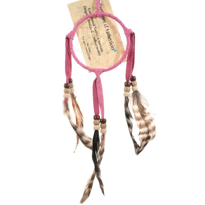 Native American Dreamcatcher in Bright Pink Leather