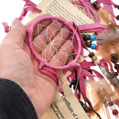 Native American Dreamcatcher in Bright Pink Leather