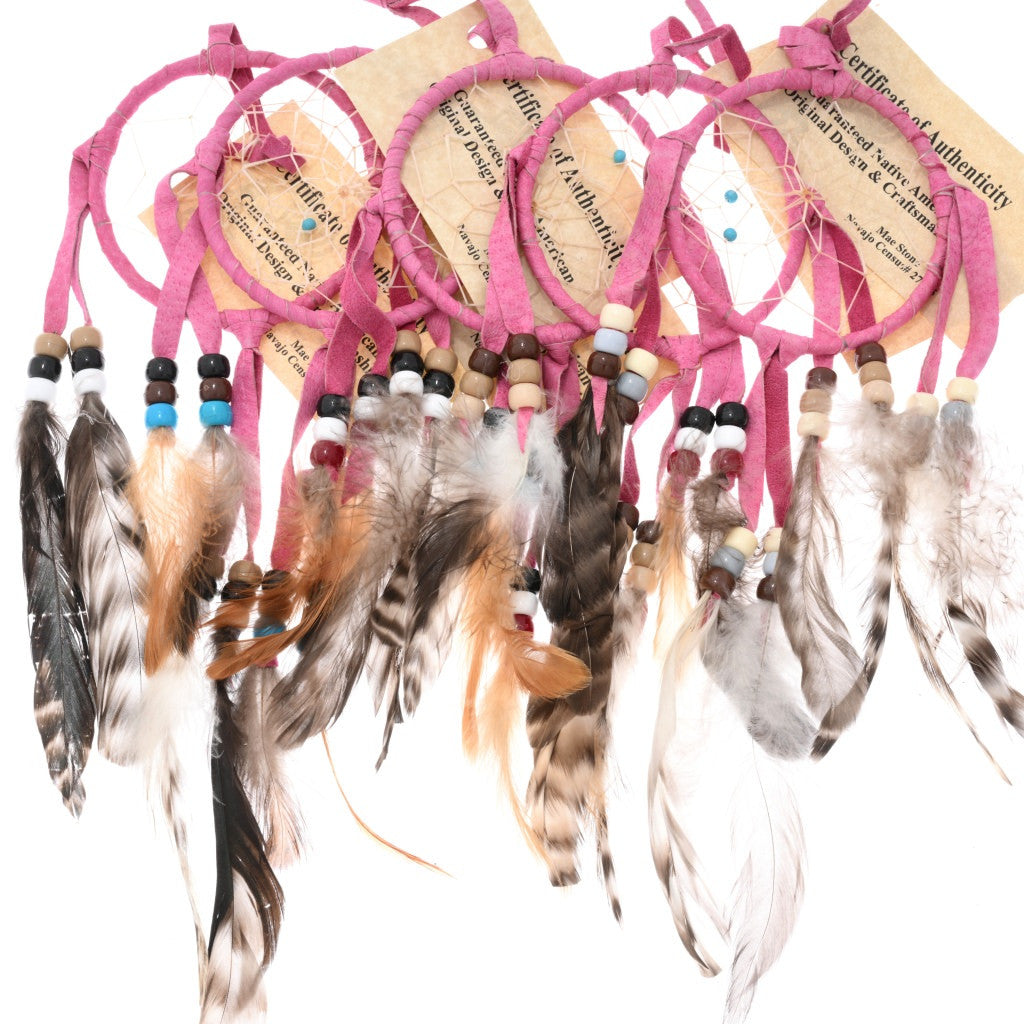 Native American Dreamcatcher in Bright Pink Leather