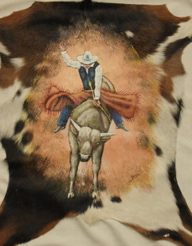 Hand-Painted Goat Hide (Rodeo Cowboy)
