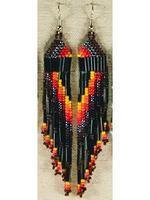 Fire Handmade Beaded Indian Earrings