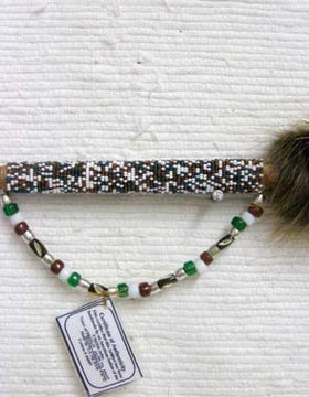 Native American Style Small Beaded Ceremonial Horn Pipe