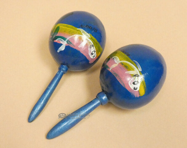 Spanish Rattle Mexican Gourd Rattle Pair - NativeAmericanVault.com