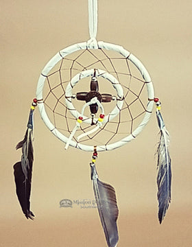 4" Native American Medicine Wheel Dreamcatcher in White