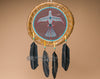 11.5" Painted Rawhide Bird War Shield Mandala