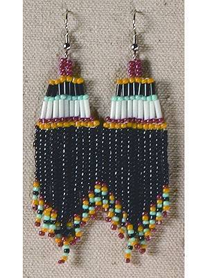Large Handmade Beaded Indian Earrings