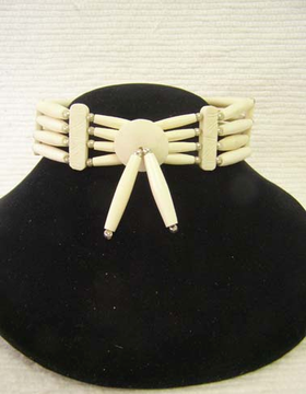 4-Row Native American Style White Choker with Center Piece