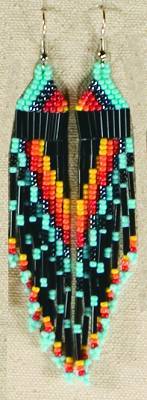 Turquoise Fire Beaded Earrings