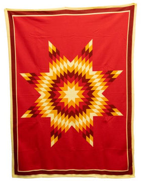 Native American Design Fleece Blanket - Red Sioux Star by Missouri River