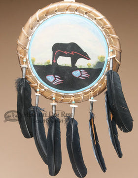 14" Native American Hand Painted Bear Shield