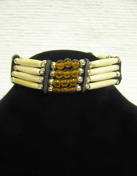 4-Row Native American Style Off-White Choker with Glass Beads