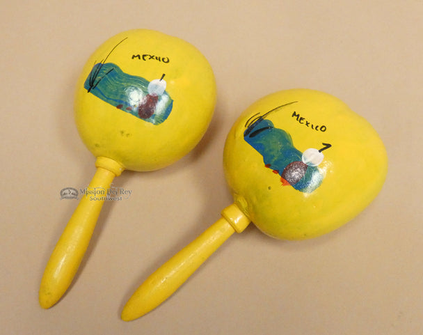 Spanish Rattle Mexican Gourd Rattle Pair - NativeAmericanVault.com