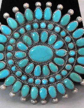1970s Zuni Made Squash Turquoise Pin/Pendant by Quandelacy