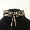 4-Row Native American Style Black Choker with Center Piece