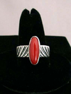 Native American Style Hopi Made Tufa Cast Sterling Silver Band with Coral