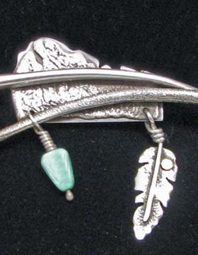 Native American Style Sterling Silver Pin with Turquoise by Jolene A. Eustace
