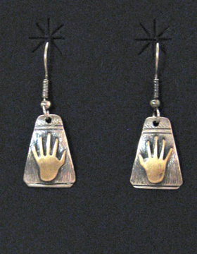 Navajo Made Sterling Silver Earrings with Handprint