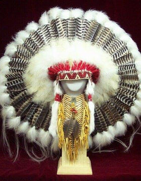 Native American Style Made Barred Turkey Warbonnet