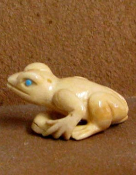 Zuni Carved Ivory Frog Fetish by Frank Nieto