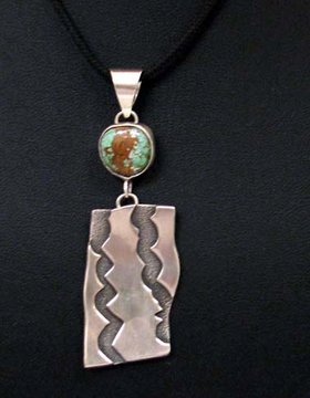 Laguna Made Sterling Silver and Turquoise Pendant by Mark Stevens